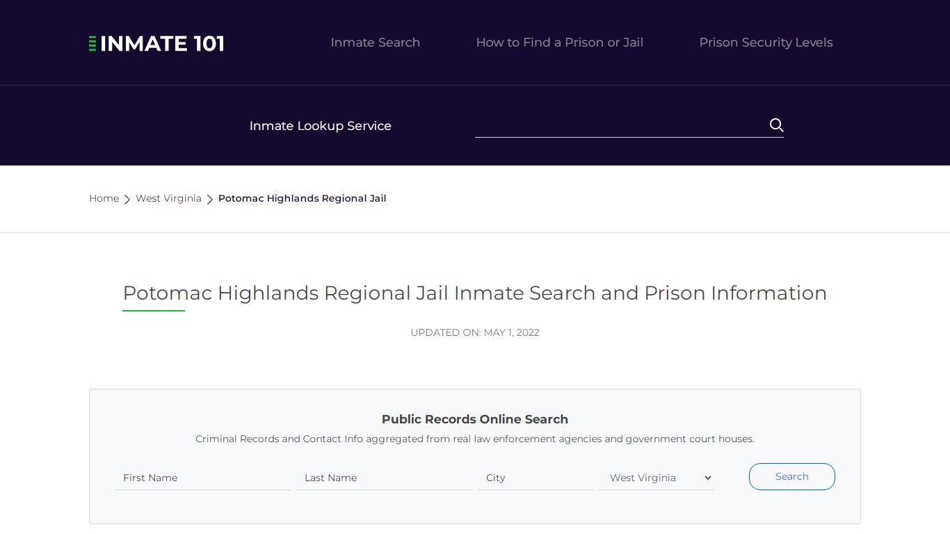 Potomac Highlands Regional Jail Inmate Search, Visitation ...