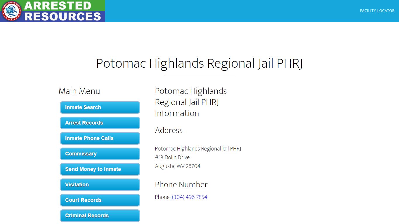 Potomac Highlands Regional Jail PHRJ - Inmate Search ...